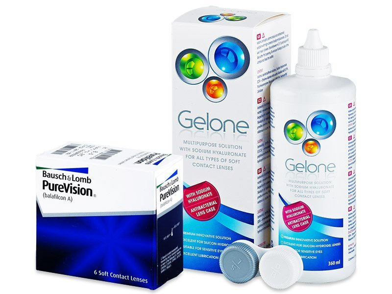 PureVision (6 leč) + tekočina Gelone 360 ml - Package deal