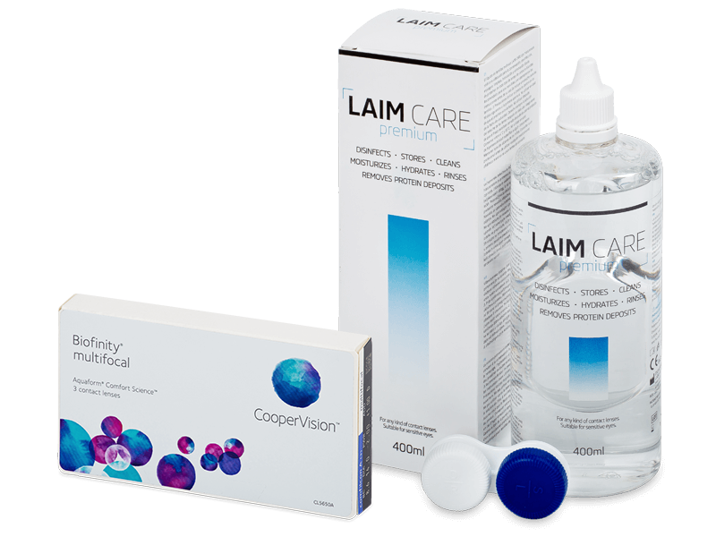 Biofinity Multifocal (3 leče) + tekočina Laim-Care 400 ml - Package deal