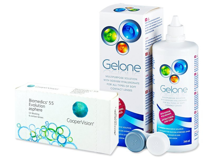 Biomedics 55 Evolution (6 leč) + tekočina Gelone 360 ml - Package deal