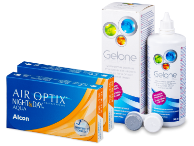Air Optix Night and Day Aqua (2x3 leče) + tekočina Gelone 360 ml - Package deal