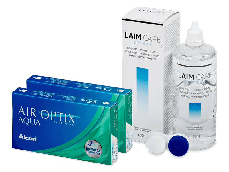 Air Optix Aqua (2x 3 leče) + tekočina Laim Care 400 ml - Package deal