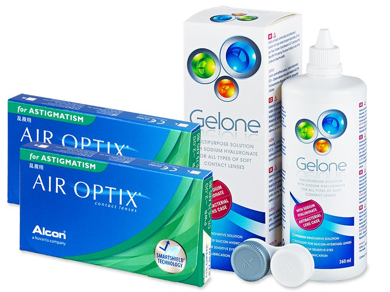 Air Optix for Astigmatism (2x3 leče) + tekočina Gelone 360 ml - Package deal