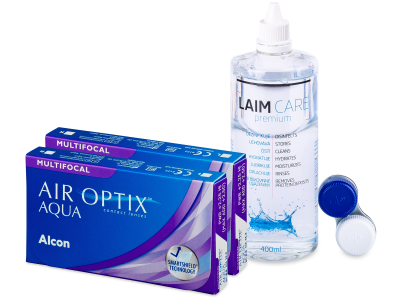 Air Optix Aqua Multifocal (2x3 leče) + tekočina Laim-Care 400 ml