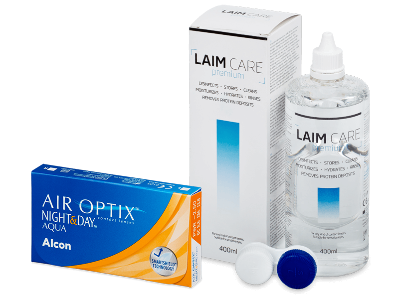 Air Optix Night and Day Aqua (6 leč) + tekočina Laim-Care 400 ml - Package deal