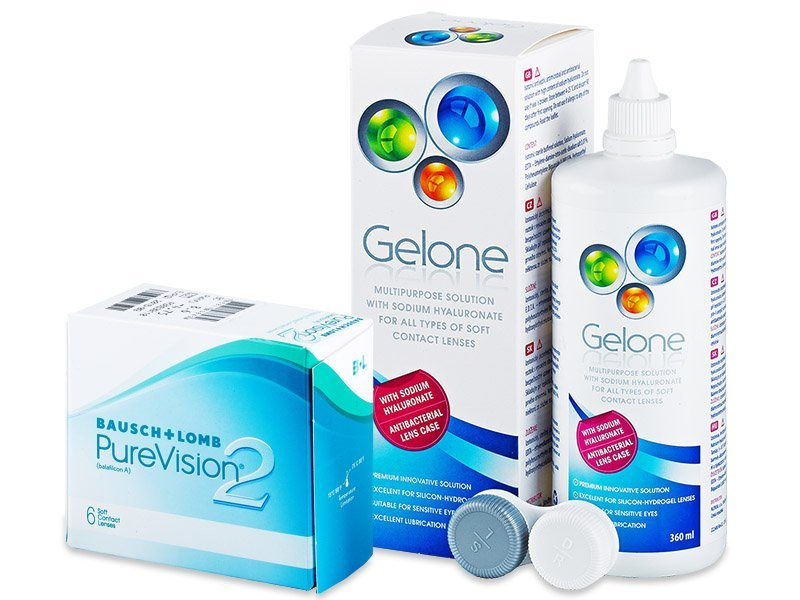 PureVision 2 (6 leč) + tekočina Gelone 360 ml - Package deal