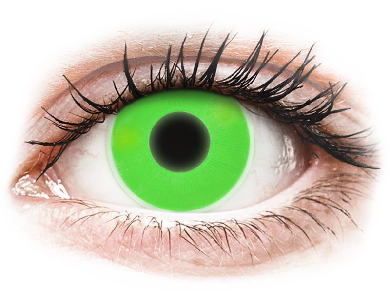 ColourVUE Crazy Glow Green - brez dioptrije (2 leči) - Barvne kontaktne leče
