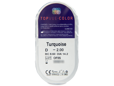 TopVue Color - Turquoise - z dioptrijo (2 leči) - Predogled blister embalaže