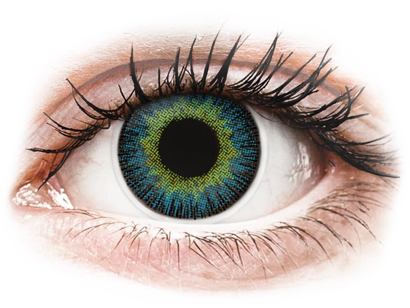 ColourVUE Fusion Yellow Blue - brez dioptrije (2 leči) - Barvne kontaktne leče