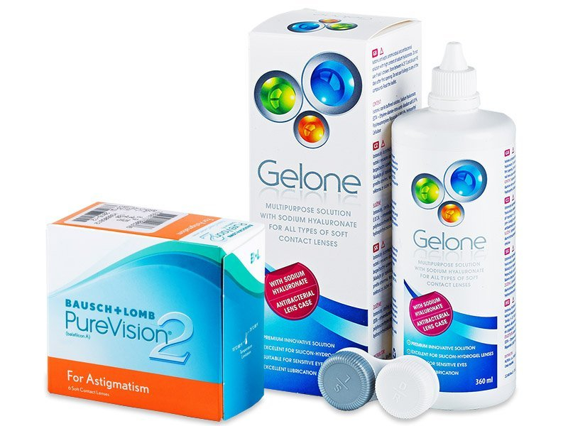 PureVision 2 for Astigmatism (6 leč) + tekočina Gelone 360 ml - Package deal