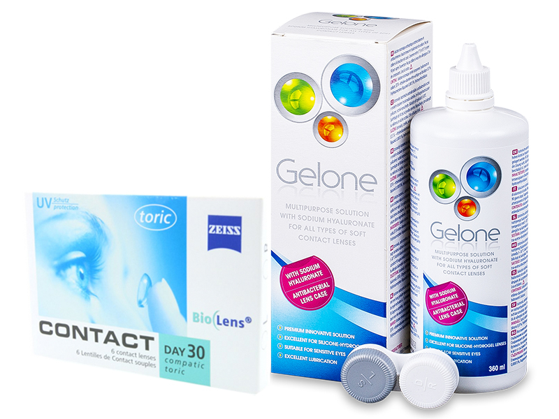 Contact Compatic Day 30 Toric (6 leč) + tekočina Gelone 360 ml - package deal
