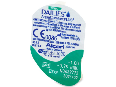 Dailies AquaComfort Plus Toric (30 leč) - Predogled blister embalaže