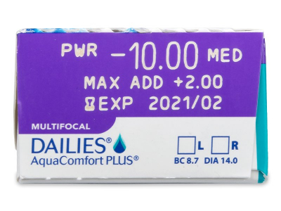 Dailies AquaComfort Plus Multifocal (30 leč) - Predogled lastnosti