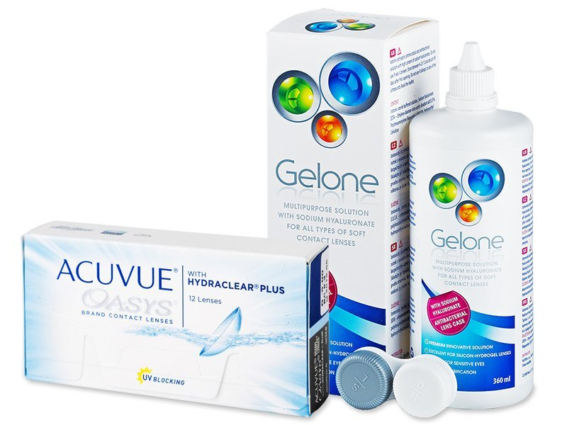 Acuvue Oasys (12 leč) + tekočina Gelone 360 ml - Package deal