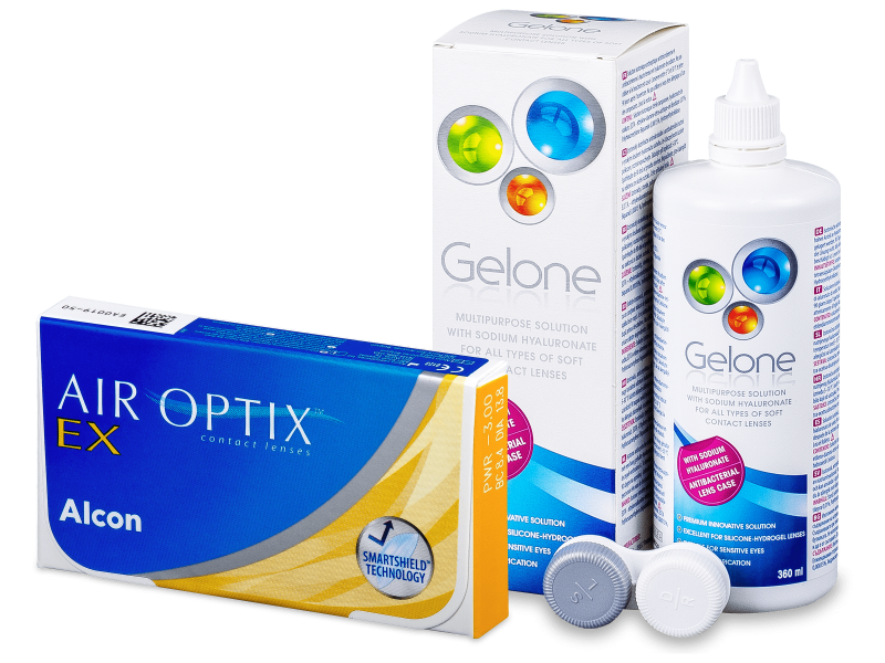 Air Optix EX (3 leče) + tekočina Gelone 360 ml