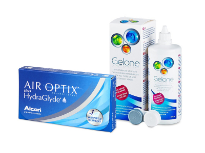 Air Optix plus HydraGlyde (3 leče) + tekočina Gelone 360 ml