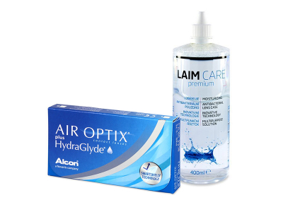 Air Optix plus HydraGlyde (3 leče) + tekočina Laim-Care 400 ml