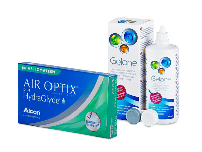 Air Optix plus HydraGlyde for Astigmatism (6 leč) + tekočina Gelone 360 ml