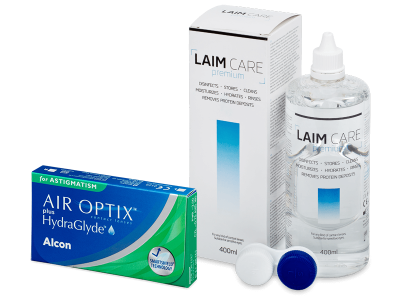 Air Optix plus HydraGlyde for Astigmatism (6 leč) + tekočina Laim-Care 400 ml