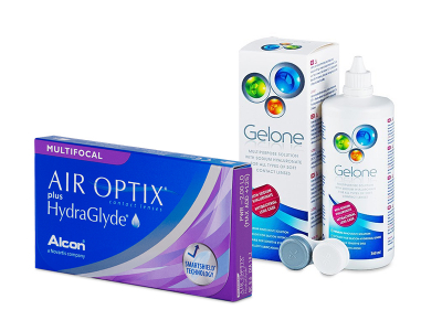Air Optix plus HydraGlyde Multifocal (6 leč) + tekočina Gelone 360 ml