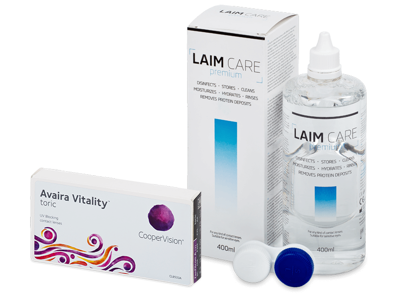 Avaira Vitality Toric (3 leče) + tekočina Laim-Care 400 ml - Package deal