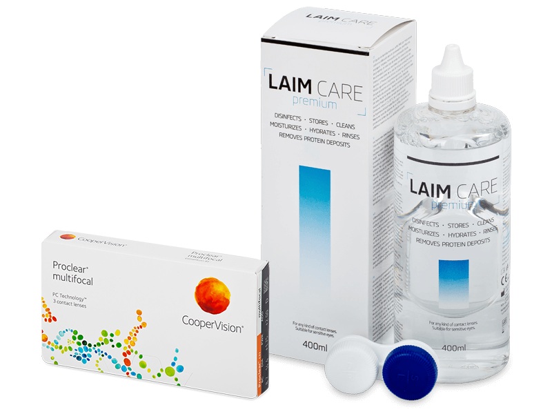 Proclear Multifocal (3 leče) + tekočina Laim-Care 400 ml - Package deal