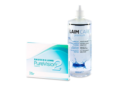 PureVision 2 (3 leče) + tekočina Laim-Care 400 ml