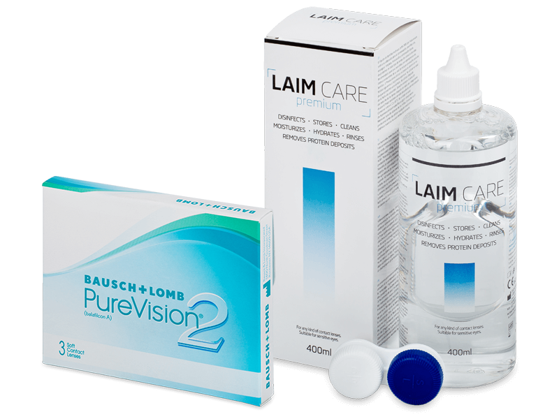 PureVision 2 (3 leče) + tekočina Laim-Care 400 ml - Package deal