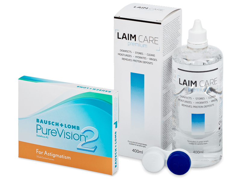 PureVision 2 for Astigmatism (3 leče) + tekočina Laim-Care 400 ml - Package deal