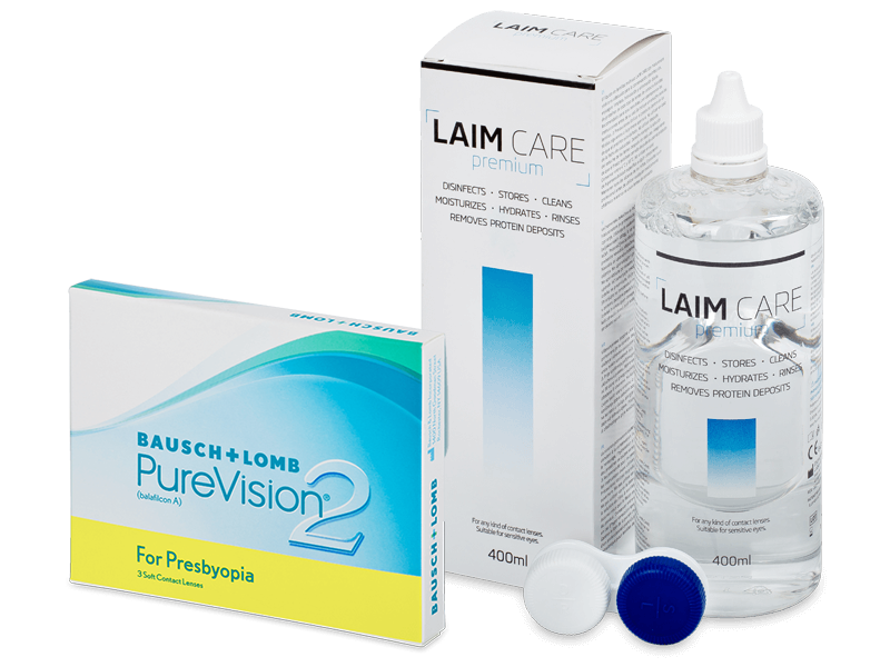 PureVision 2 for Presbyopia (3 leče) + tekočina Laim-Care 400 ml - Package deal