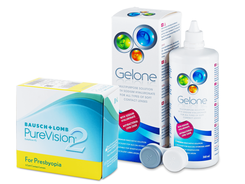 PureVision 2 for Presbyopia (6 leč) + tekočina Gelone 360 ml - Package deal
