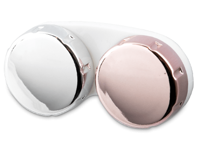 Škatlica za kontaktne leče z zrcalno barvo - roza/srebrn 