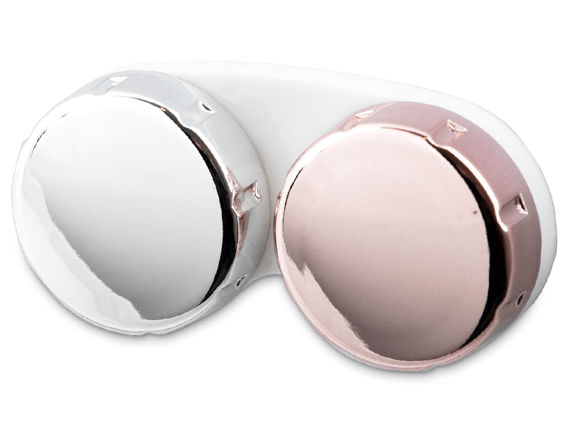 Škatlica za kontaktne leče z zrcalno barvo - roza/srebrn 