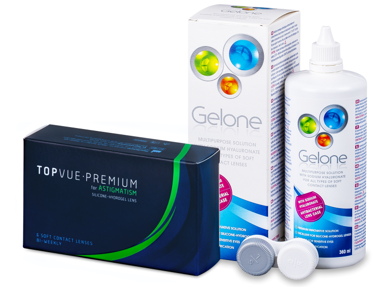 TopVue Premium for Astigmatism (6 leč) + tekočina Gelone 360 ml - Package deal