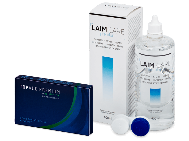 TopVue Premium for Astigmatism (3 leče) + tekočina Laim-Care 400 ml - Package deal
