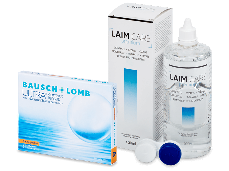 Bausch + Lomb ULTRA for Astigmatism (3 leče) + tekočina Laim-Care 400 ml - Package deal
