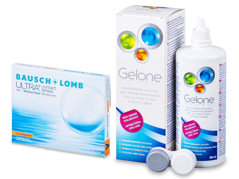Bausch + Lomb ULTRA for Astigmatism	(3 leče) + tekočina Gelone 360 ml - Package deal