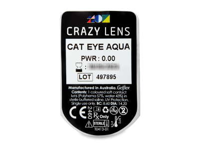 CRAZY LENS - Cat Eye Aqua - dnevne leče brez dioptrije (2 leči) - Predogled blister embalaže