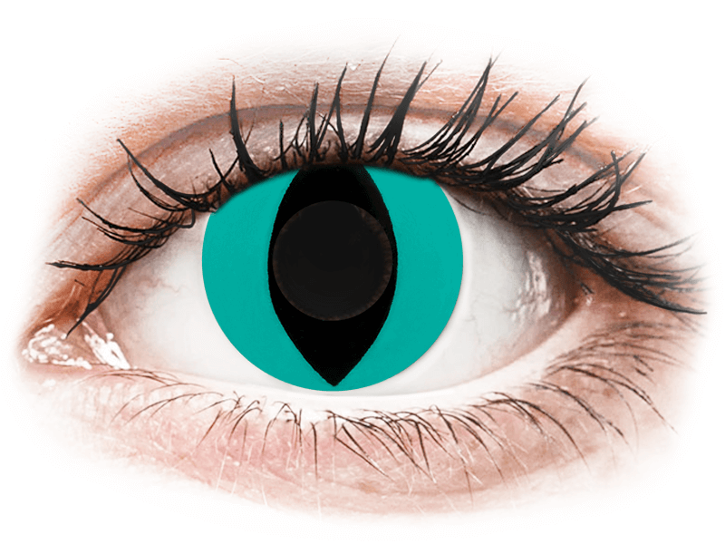 CRAZY LENS - Cat Eye Aqua - dnevne leče brez dioptrije (2 leči) - Barvne kontaktne leče