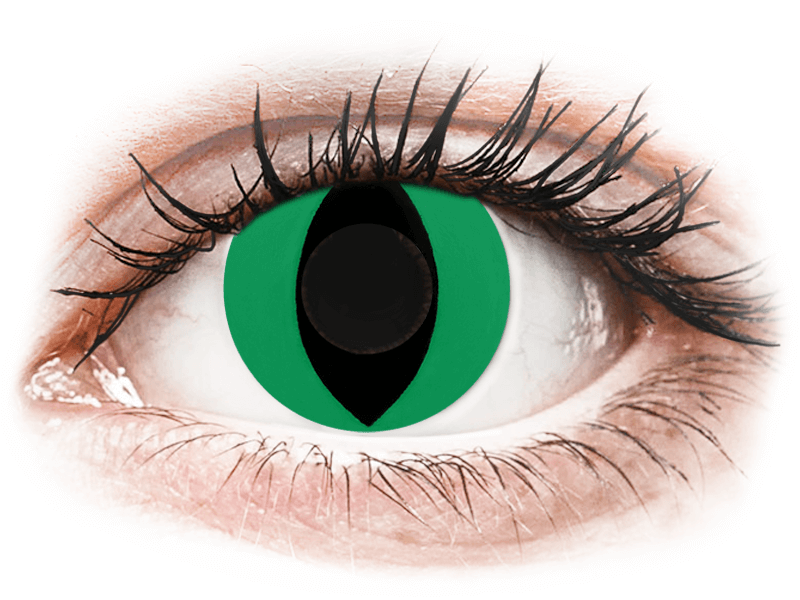 CRAZY LENS - Cat Eye Green - dnevne leče brez dioptrije (2 leči) - Barvne kontaktne leče