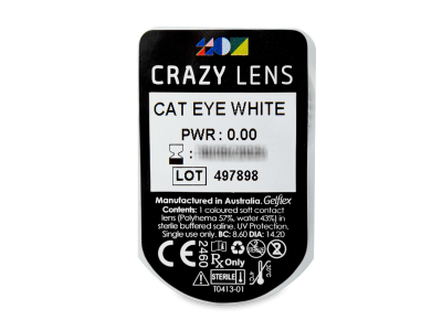 CRAZY LENS - Cat Eye White - dnevne leče brez dioptrije (2 leči) - Predogled blister embalaže