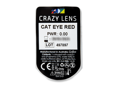 CRAZY LENS - Cat Eye Red - dnevne leče brez dioptrije (2 leči) - Predogled blister embalaže