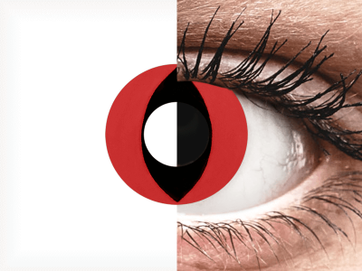 CRAZY LENS - Cat Eye Red - dnevne leče brez dioptrije (2 leči)