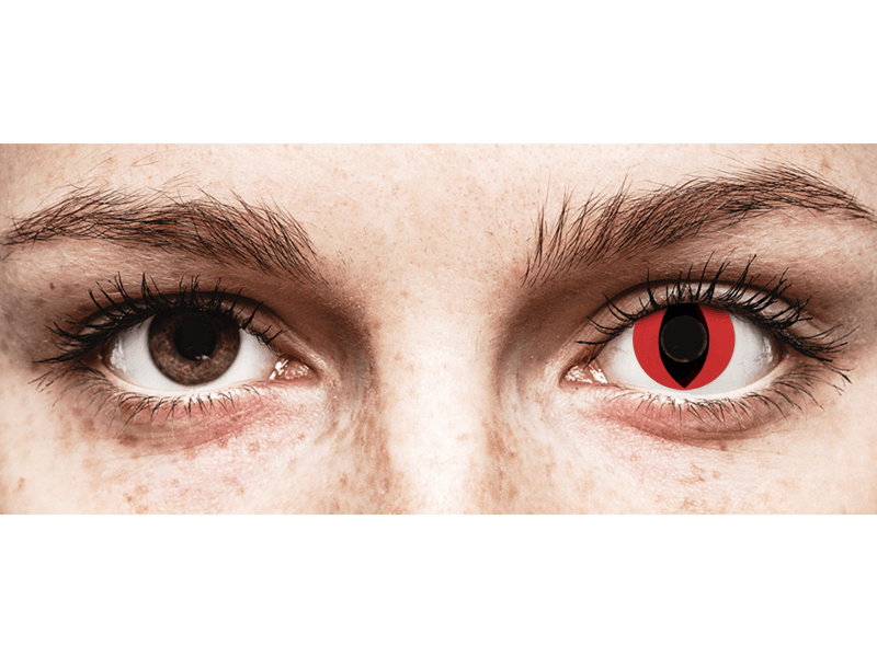 CRAZY LENS - Cat Eye Red - dnevne leče brez dioptrije (2 leči)
