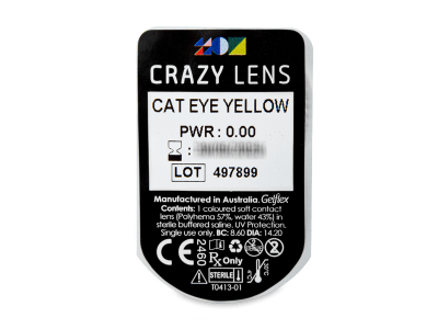 CRAZY LENS - Cat Eye Yellow - dnevne leče brez dioptrije (2 leči) - Predogled blister embalaže