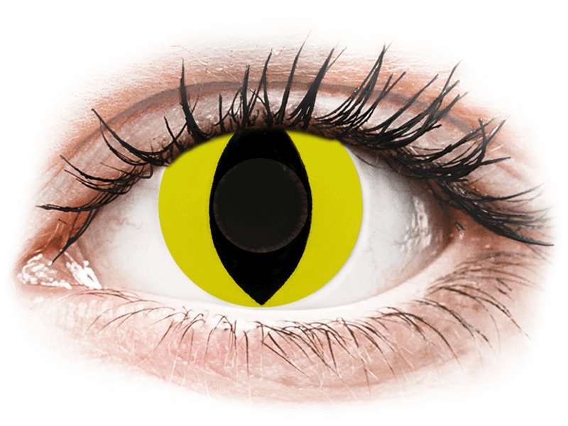 CRAZY LENS - Cat Eye Yellow - dnevne leče brez dioptrije (2 leči) - Barvne kontaktne leče