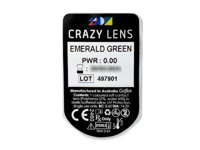 CRAZY LENS - Emerald Green - dnevne leče brez dioptrije (2 leči) - Predogled blister embalaže