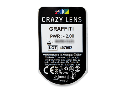 CRAZY LENS - Graffiti - dnevne leče z dioptrijo (2 leči) - Predogled blister embalaže