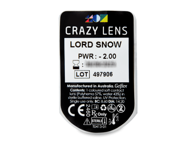 CRAZY LENS - Lord Snow - dnevne leče z dioptrijo (2 leči) - Predogled blister embalaže