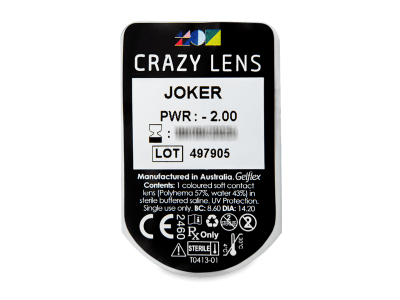 CRAZY LENS - Joker - dnevne leče z dioptrijo (2 leči) - Predogled blister embalaže