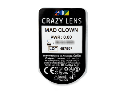 CRAZY LENS - Mad Clown - dnevne leče brez dioptrije (2 leči) - Predogled blister embalaže